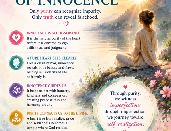 symbolizing innocence, purity, truth, and self-realization with lotus flowers, light, and peaceful natural elements.