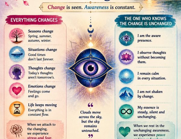Life keeps changing, yet the awareness observing every experience silently remains the same. Discover the spiritual wisdom hidden beyond change.