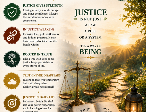 Image show Falsehood may appear powerful temporarily, but reality always returns to truth. Discover the deeper spiritual power of justice, conscience, and inner strength.