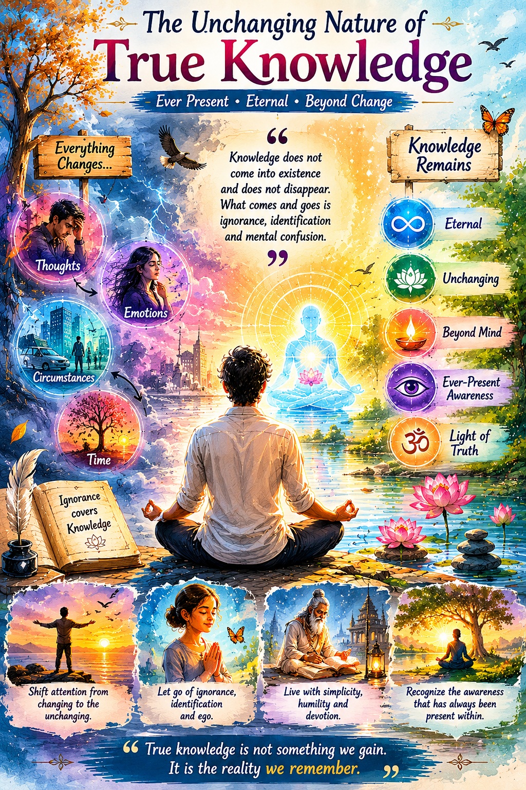 Knowledge does not come into existence and does not disappear. What changes is our recognition of it. Discover the timeless wisdom of true knowledge and awareness.
