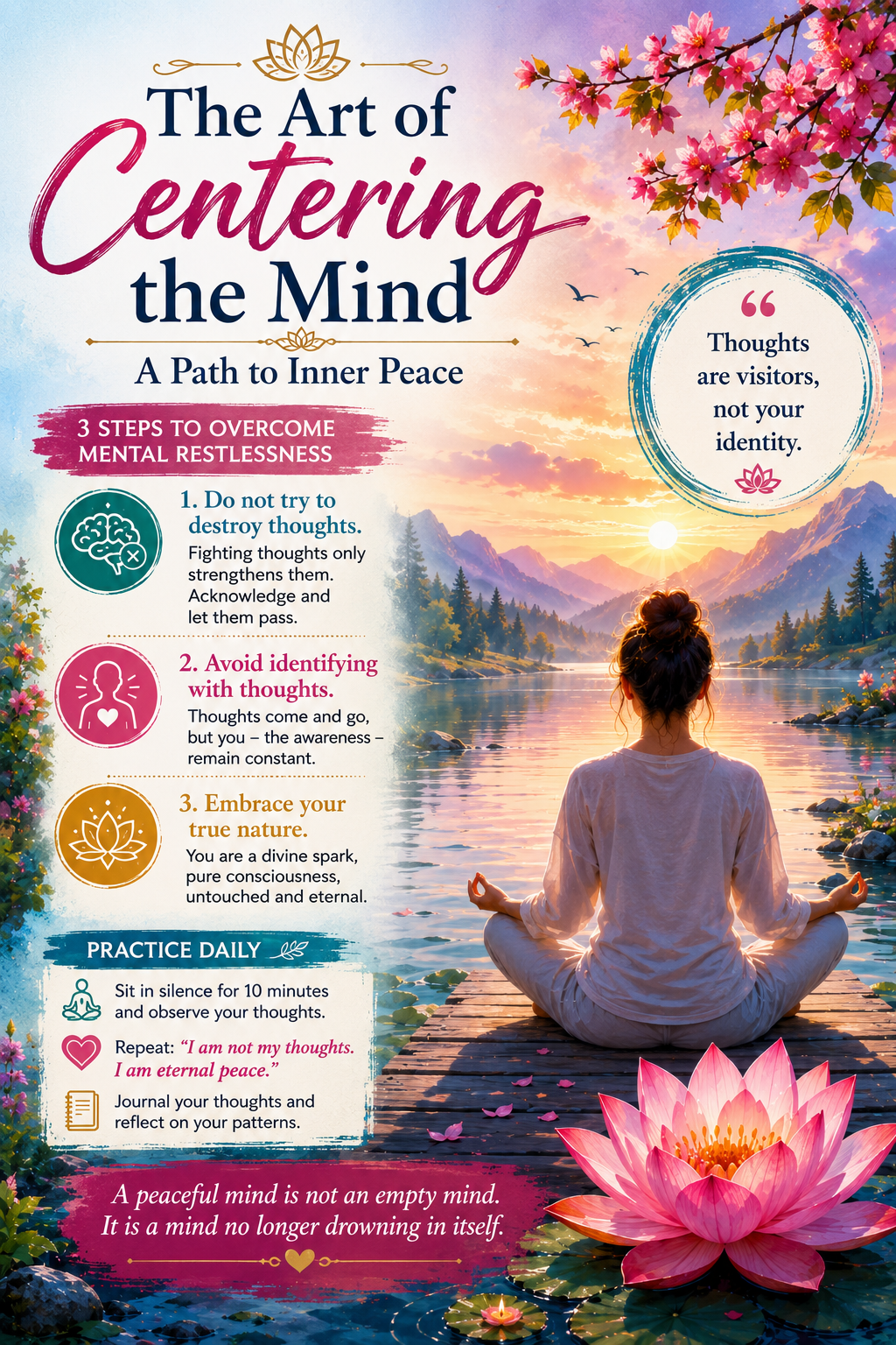A peaceful mind is not an empty mind. Learn how awareness, stillness, and inner balance help calm mental restlessness and emotional overwhelm.