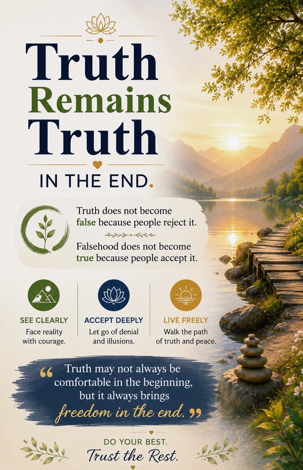 Discover why truth remains truth regardless of opinion, and how accepting reality brings clarity, wisdom, and lasting inner freedom.