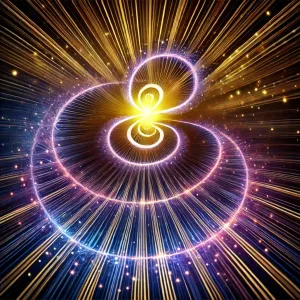 epresentation of spiritual growth and divine connection_ a modern depiction of abstract glowing lines forming a spiral path tow