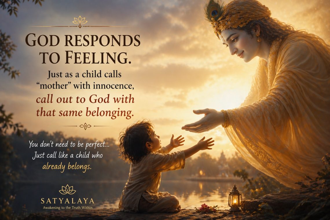 A child reaching out to a divine presence symbolizing pure devotion, innocence, and emotional connection with divine