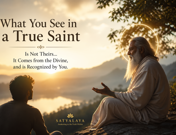 A serene spiritual teacher and seeker representing divine qualities