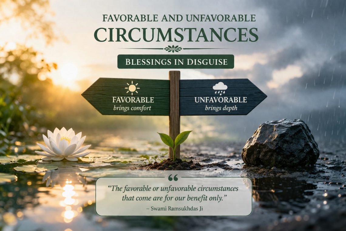 Symbolic visual showing favorable and unfavorable circumstances as part of life balance and harmony