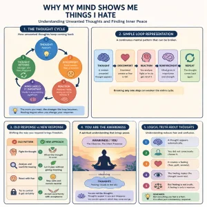 unwanted thoughts mental chaos vs inner peace illustration