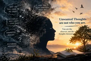 unwanted thoughts mental chaos vs inner peace illustrations