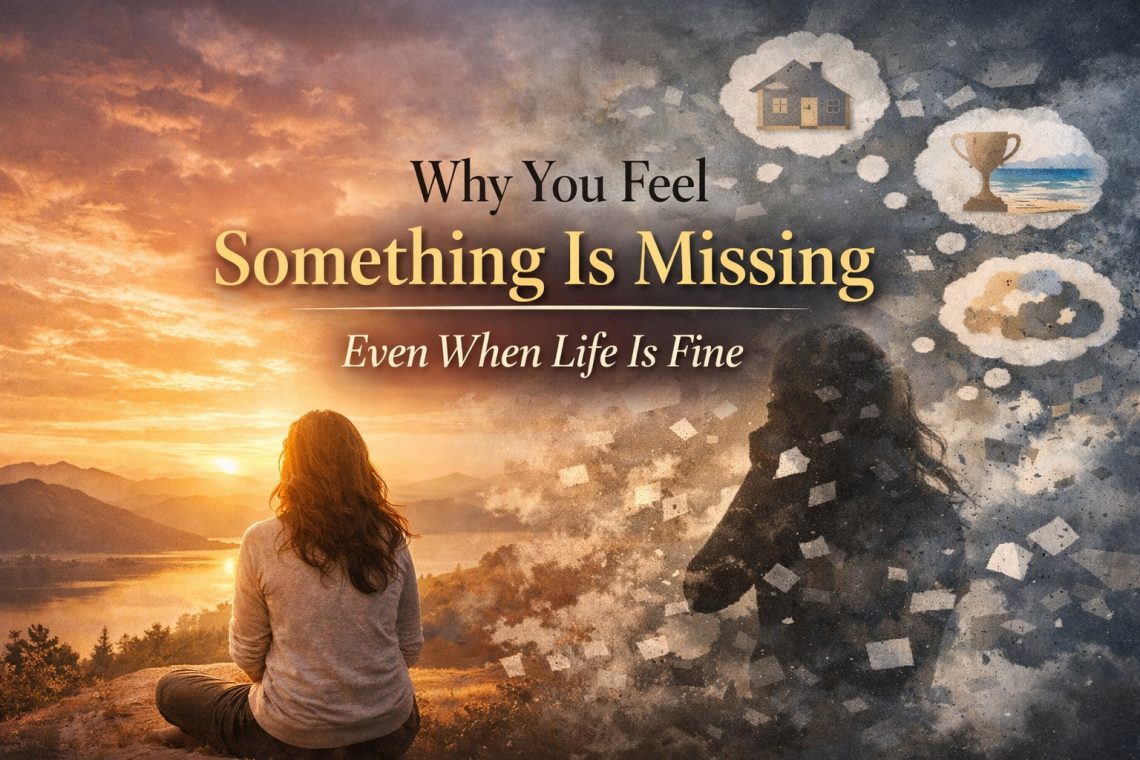 Conceptual image showing inner emptiness and the feeling of something missing despite a calm and stable life