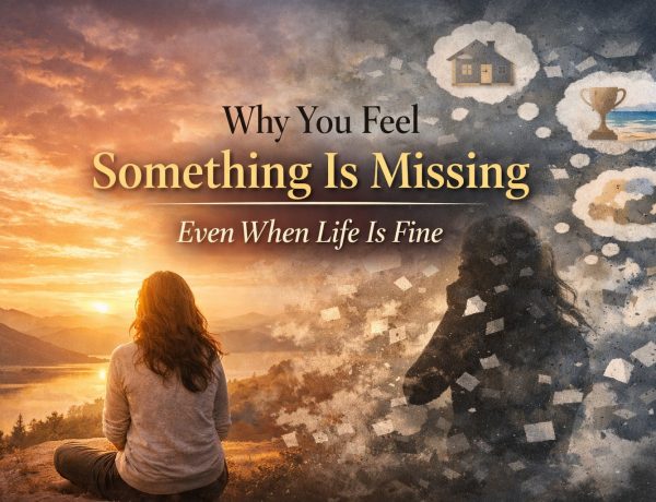 Conceptual image showing inner emptiness and the feeling of something missing despite a calm and stable life