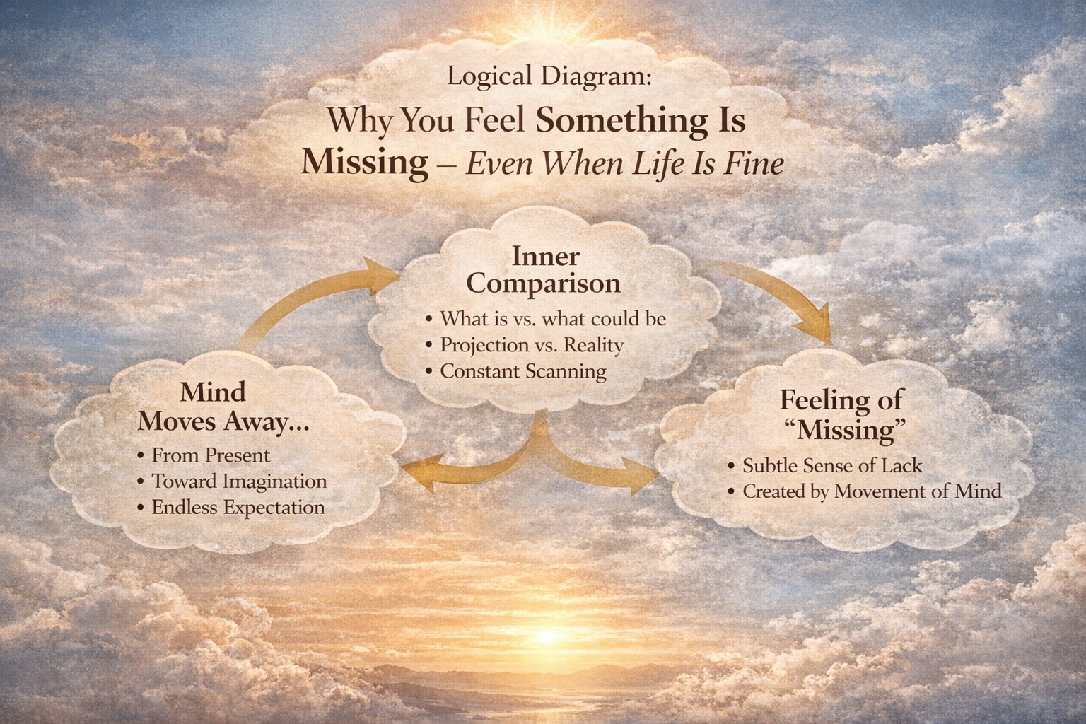 feeling something is missing in life diagram showing mind comparison and awareness