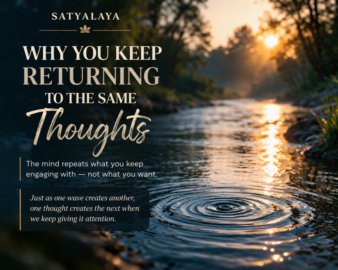 calm river with ripple effect at sunset representing repeating thoughts and mental patterns