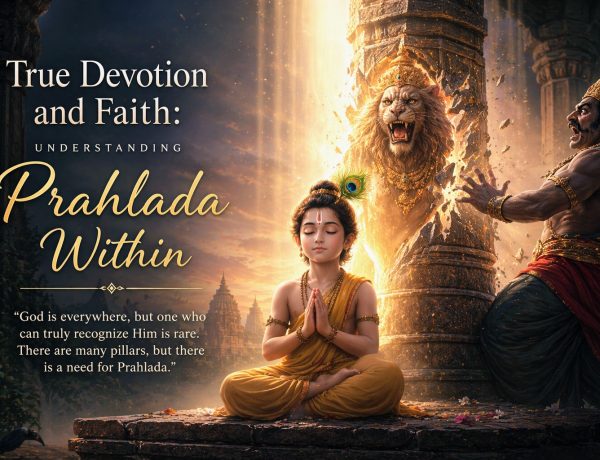 true devotion meaning prahlada narasimha divine presence spiritual illustration