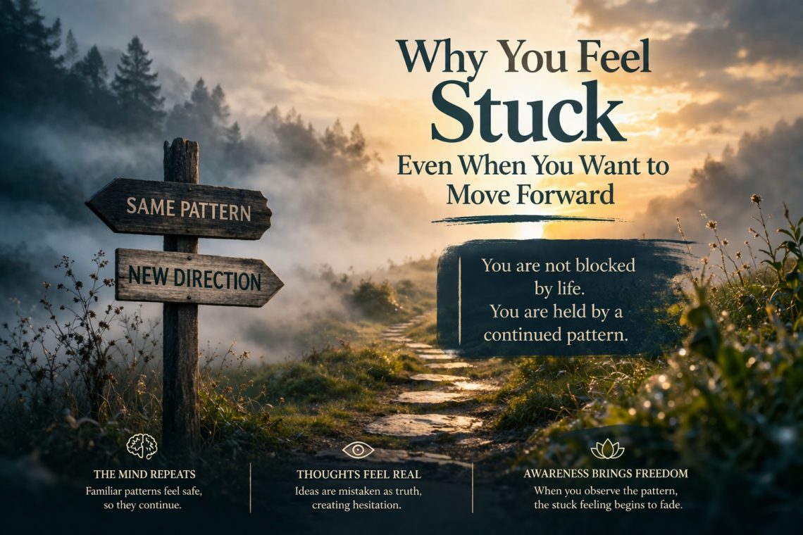 signpost showing same pattern and new direction representing feeling stuck