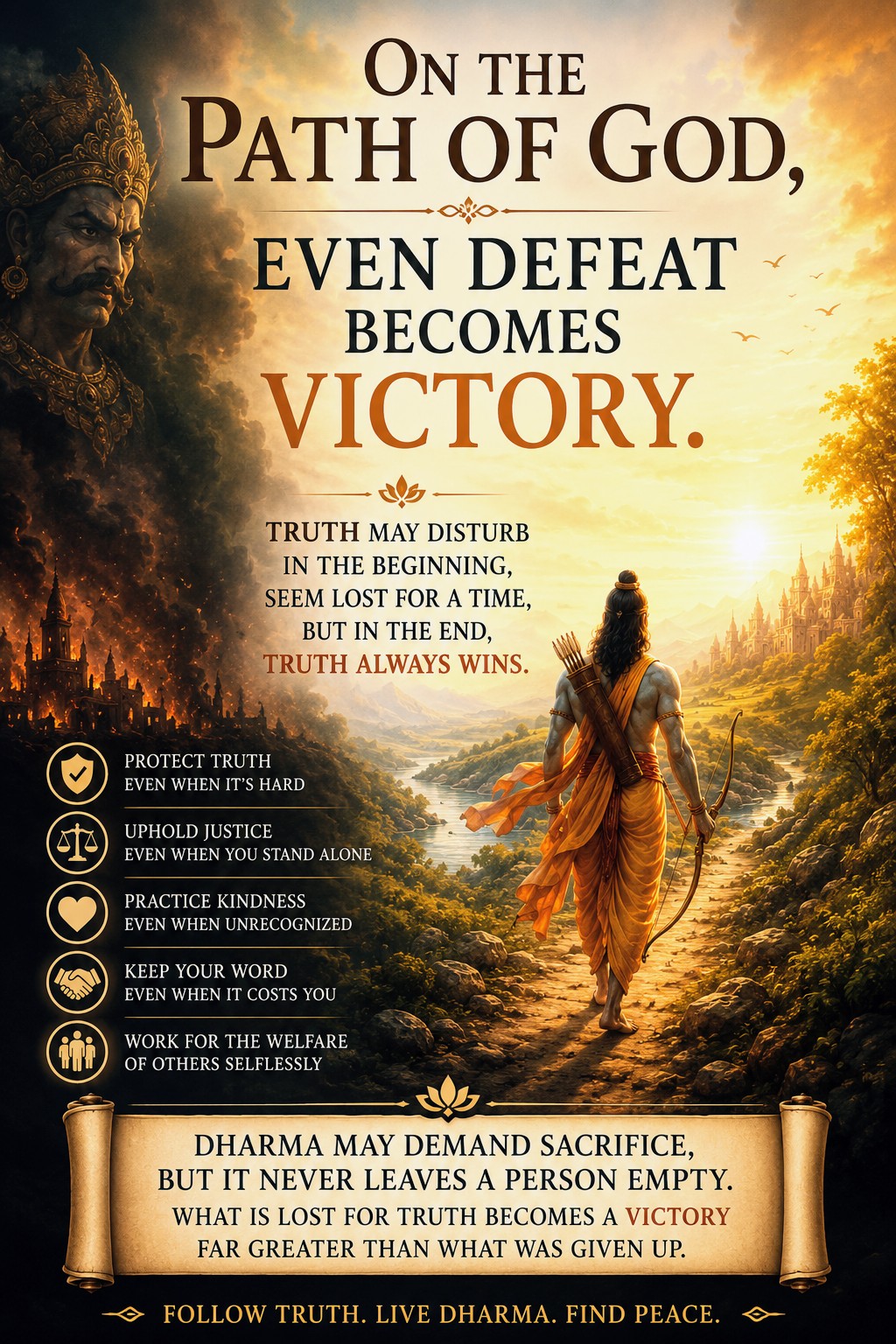 the victory of truth and dharma over temporary hardship and defeat.