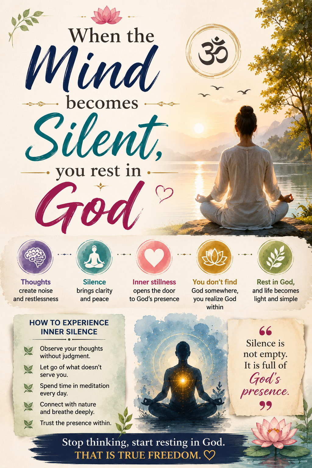 restless mind transforming into inner silence and finally resting in God's peaceful presence.