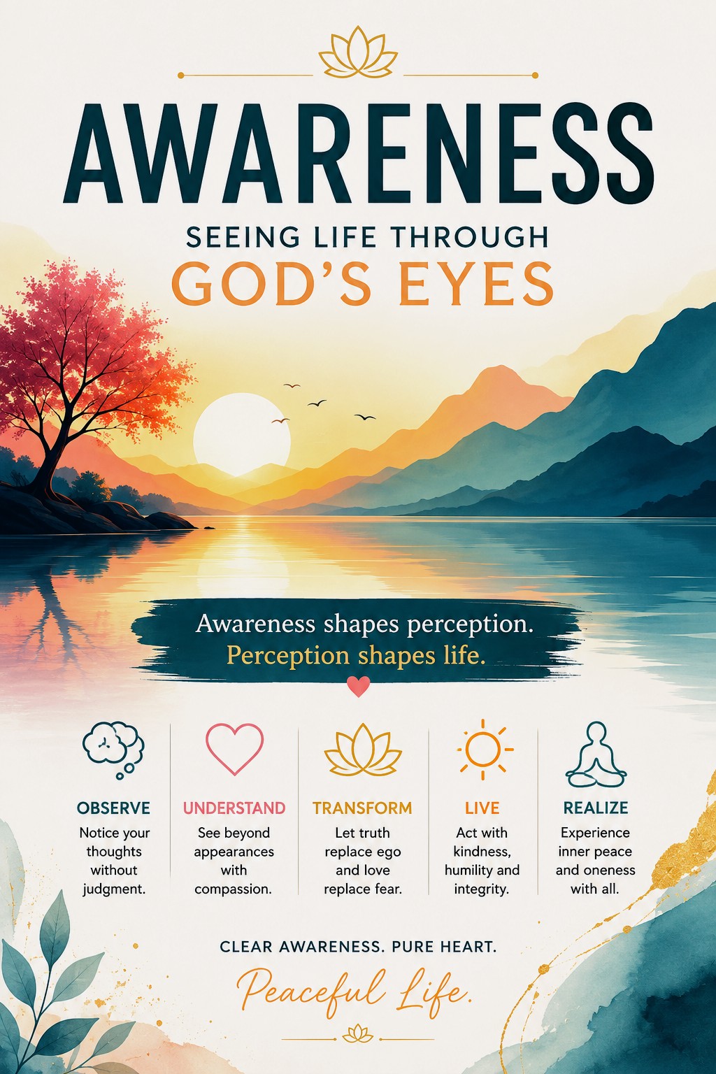 divine awareness transforms perception. When the heart becomes pure, life is seen through truth, compassion, and love.